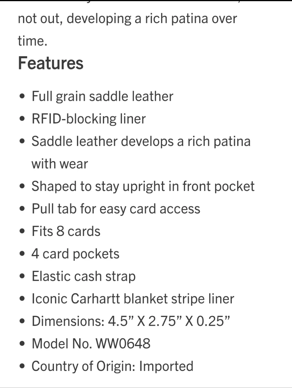 Carhartt Saddle Leather Front Pocket Wallet